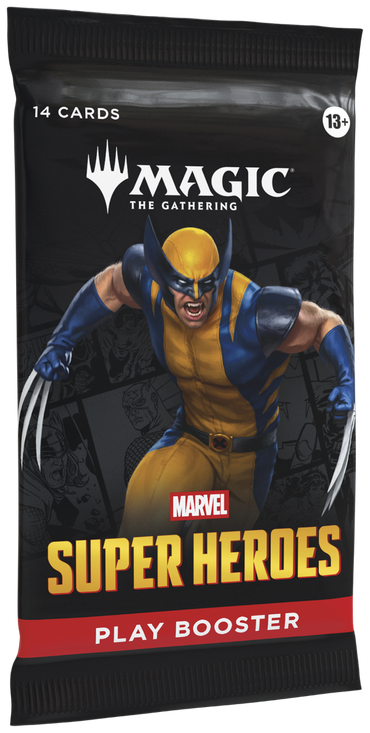 "Magic: The Gathering – Marvel Super Heroes Play Booster (englisch), Vorderseite mit Wolverine-Artwork"