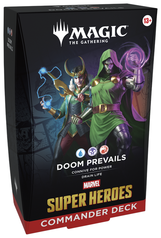 MTG Marvel Super Heroes Commander Deck Doom Prevails box front (English)
