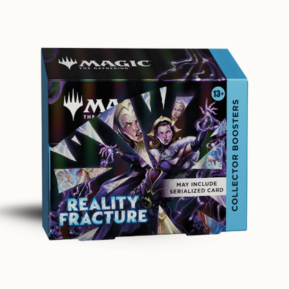 Display seitlich: Reality Fracture Collector Booster Display (EN) von Magic: The Gathering, seitliche Ansicht der Box mit 12 Boostern