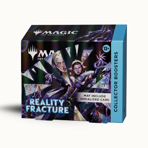 Display seitlich: Reality Fracture Collector Booster Display (EN) von Magic: The Gathering, seitliche Ansicht der Box mit 12 Boostern