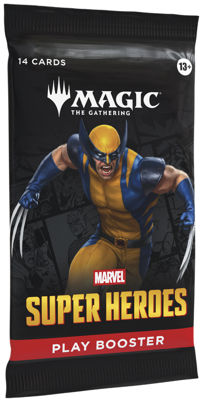 "Magic: The Gathering – Marvel Super Heroes Play Booster (englisch), Vorderseite mit Wolverine-Artwork"