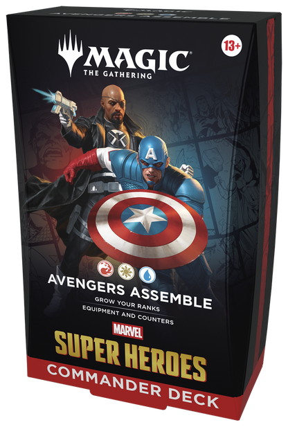 MTG Marvel Super Heroes Commander Deck Avengers Assemble box angled view (English)