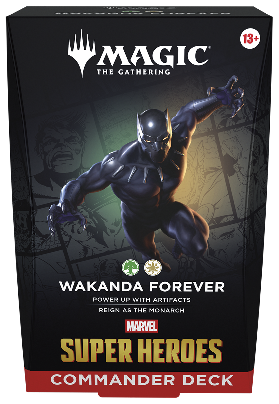 MTG Marvel Super Heroes Commander Deck Wakanda Forever box front view (English)
