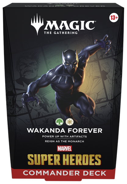 MTG Marvel Super Heroes Commander Deck Wakanda Forever box front view (English)