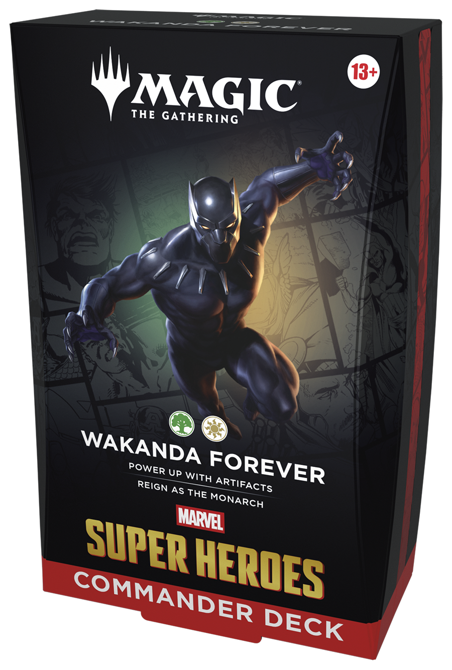 MTG Marvel Super Heroes Commander Deck Wakanda Forever box angled view (English)