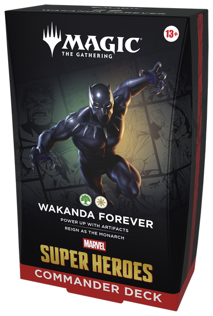 MTG Marvel Super Heroes Commander Deck Wakanda Forever box angled view (English)